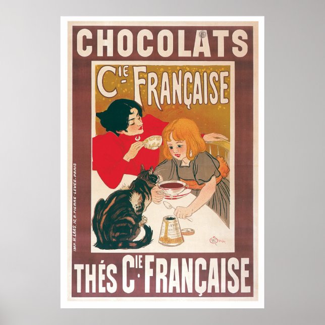 Schokolade ~ Vintages heißes Schokoladengetränk Poster (Vorne)