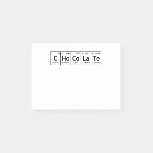 Schokolade Wissenschaft Periodensystem Wörter Elem Post-it Klebezettel (Vorderseite)