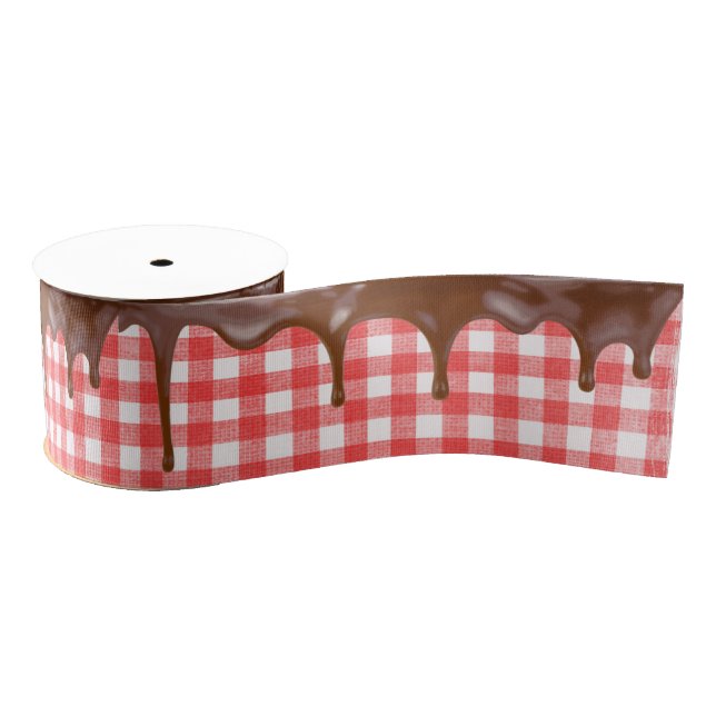 Schokolade Zuckerguss auf Gingham Ripsband (Spule)
