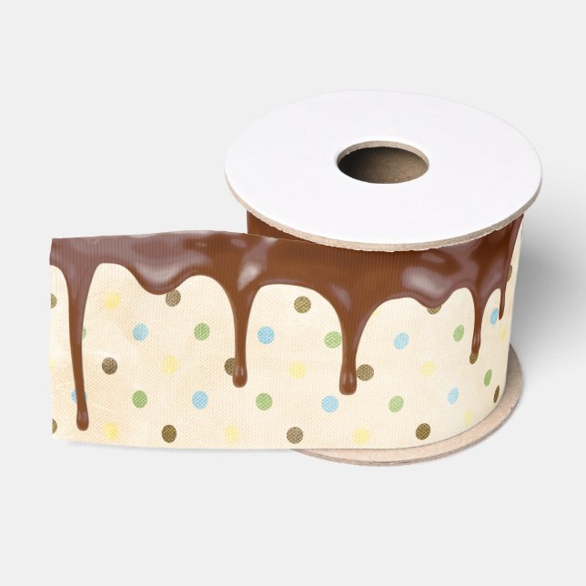 Schokolade Zuckerguss auf Polka Dots Ripsband (Spule)