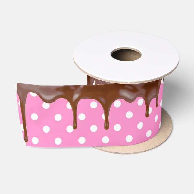 Schokolade Zuckerguss auf Polka Dots Satinband (Spule)