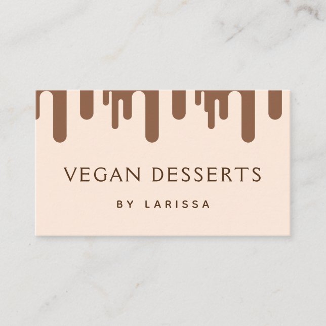 Schokolade Zuckerguss Tropfen Vegan Dessert Social Visitenkarte (Vorderseite)