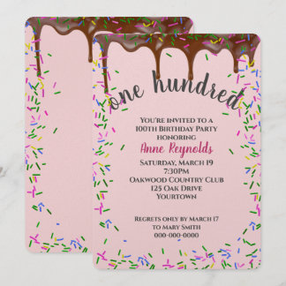 Schokoladeis mit Sprinklen zum 100. Geburtstag Einladung