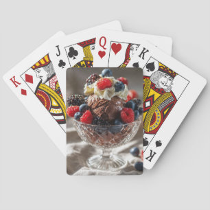 Schokoladen-Beeren-Dessert-Foto-Design Spielkarten