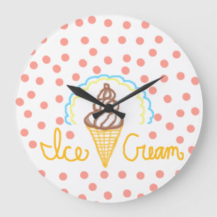 Schokoladen-Eiscreme-Tupfen-Traum Große Wanduhr
