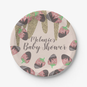 Schokoladen-Erdbeeren-Faux-Glitter-Baby-Party Pappteller