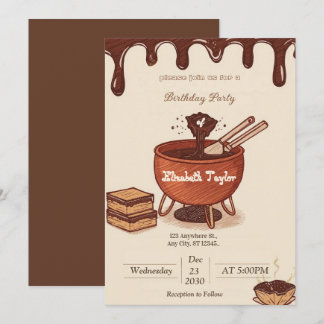 Schokoladen-Fondue-Party-Einladung – Süß & Gemütli Einladung