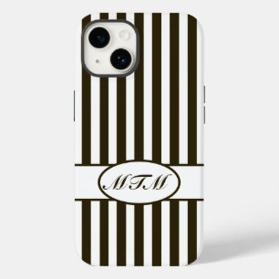 Schokoladen-herbstliche Streifen mit Monogramm Case-Mate iPhone 14 Hülle