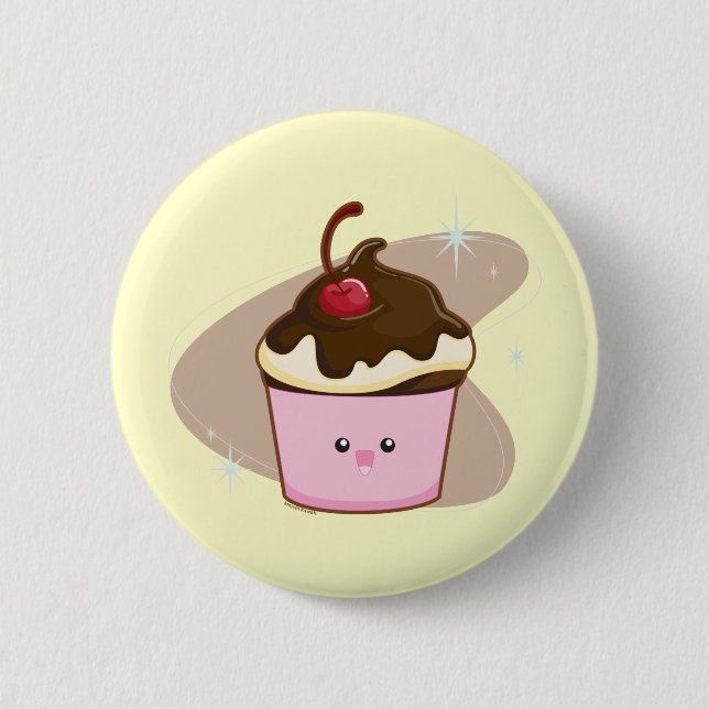 Schokoladen-Kirschkleiner kuchen Button (Vorderseite)