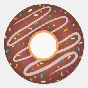 Schokoladen-Krapfen mit Regenbogen besprüht Runder Aufkleber