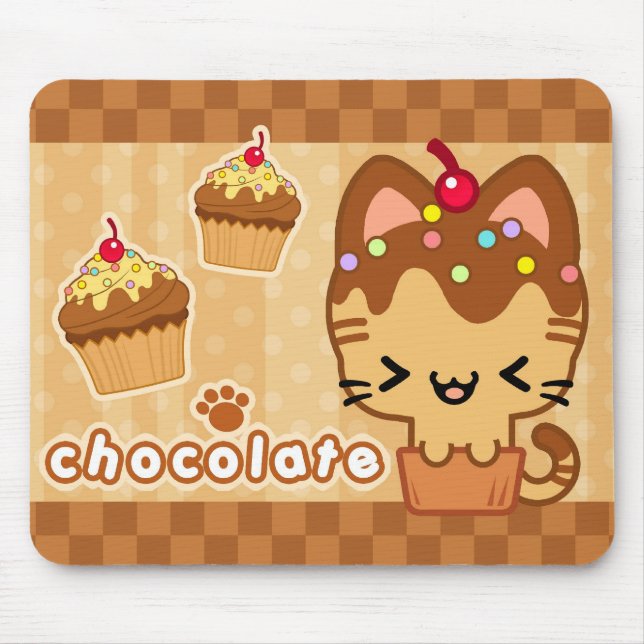 Schokoladen-Kuchen-Miezekatze Mousepad (Vorne)