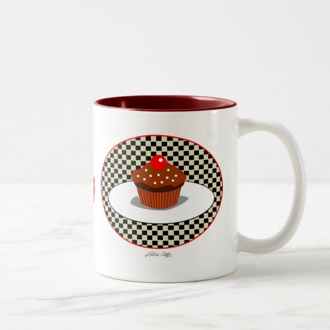 Schokoladen-Kuchen-Restaurant-Tasse Zweifarbige Tasse (Rechts)