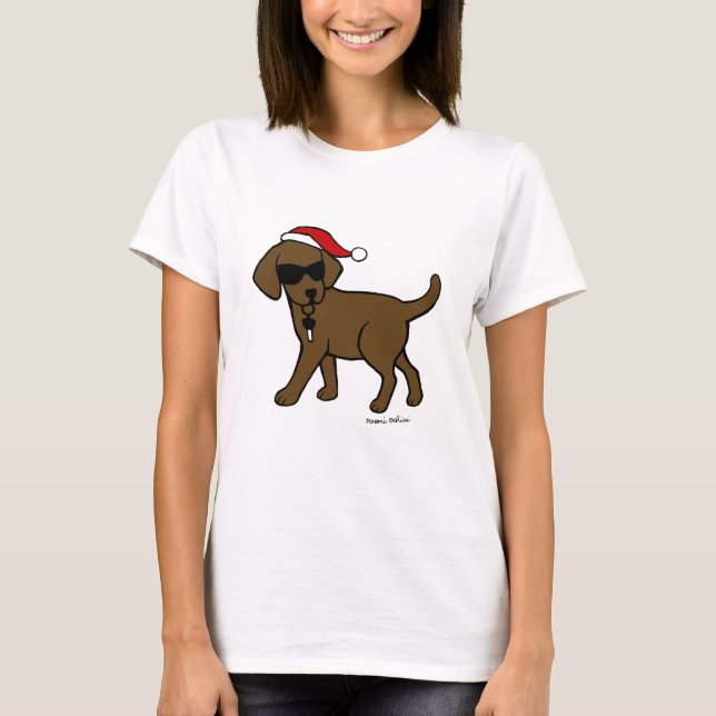 Schokoladen-Labrador-Cartoon-WeihnachtsShirts T-Shirt (Vorderseite)