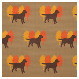 Schokoladen-Labrador-Kontur-Herbst-Baum-Toffee Stoff
