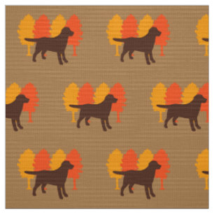 Schokoladen-Labrador-Kontur-Herbst-Baum-Toffee Stoff