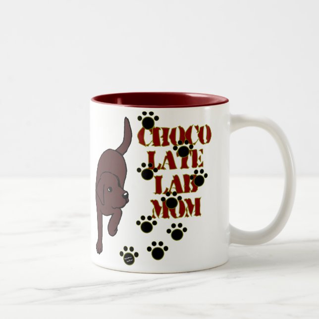 Schokoladen-Labrador-Mama Zweifarbige Tasse (Rechts)