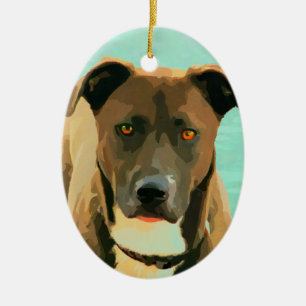 Schokoladen-Labrador Pitbull Mischung Pitador Keramikornament