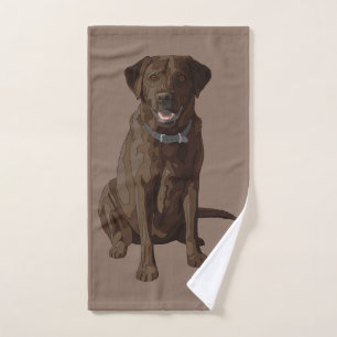 Schokoladen-Labrador retriever-Hundesitzen Badhandtuch Set