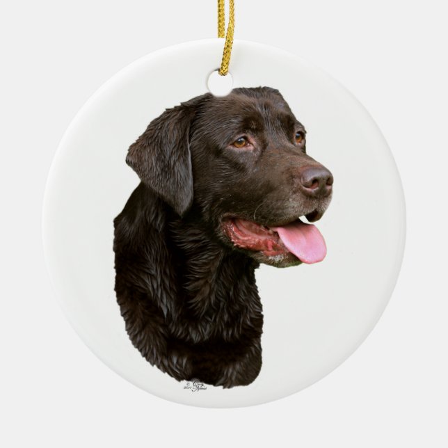 Schokoladen-Labrador retriever-Verzierung Keramik Ornament (Vorne)