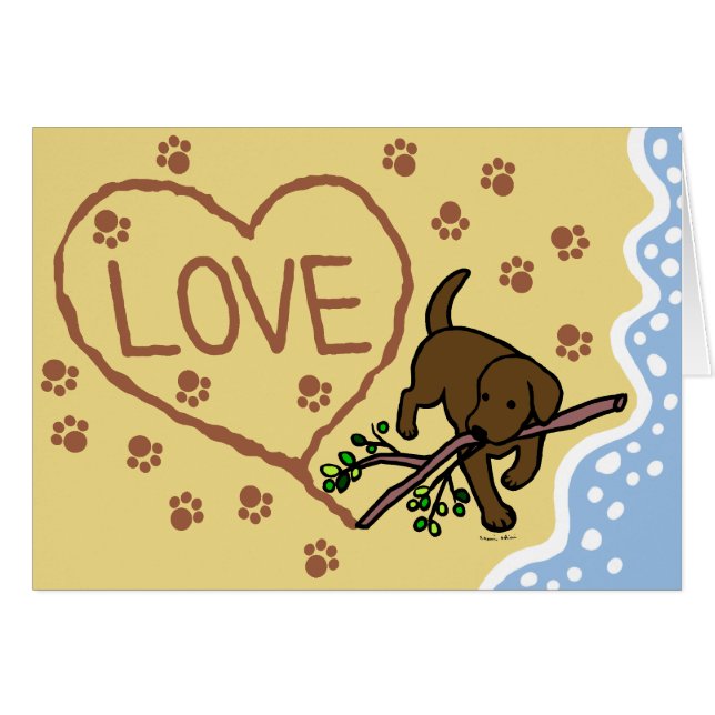 Schokoladen-Labrador-Sand beschriftet Cartoon (Vorderseite (Horizontal))