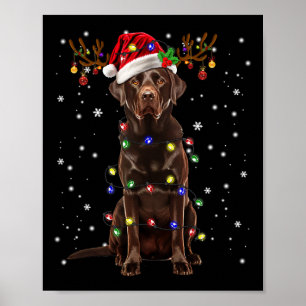 Schokoladen-Labrador-Weihnachtsbaum-Licht-Pyjama Poster