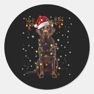 Schokoladen-Labrador-Weihnachtsbaum-Licht-Pyjama Runder Aufkleber