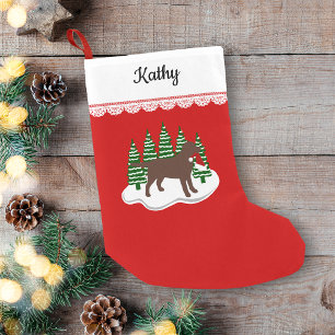 Schokoladen-Labrador-Weihnachtsimmergrün-Bäume Kleiner Weihnachtsstrumpf