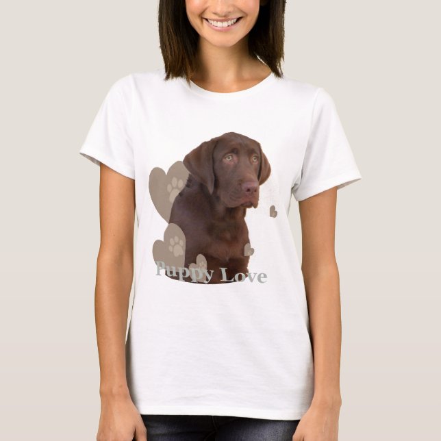 Schokoladen-Labrador-Welpen-Liebe T-Shirt (Vorderseite)