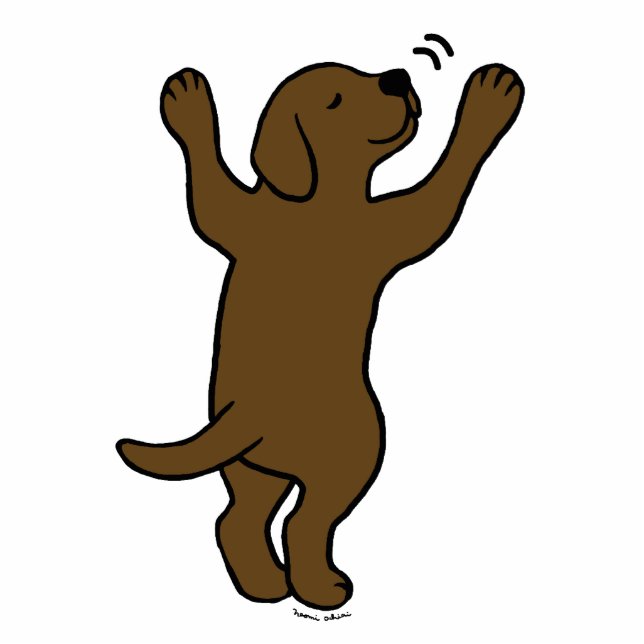 Schokoladen-Labrador-Welpen-Umarmungs-Cartoon Fotoskulptur Ornament (Vorne)