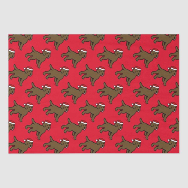 Schokoladen-Labrador-Welpen-Weihnachten Seidenpapier (Vorderseite)