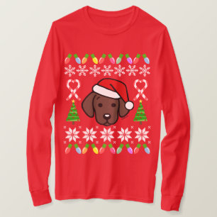 Schokoladen-Labrador-Welpen-Weihnachtsmuster T-Shirt