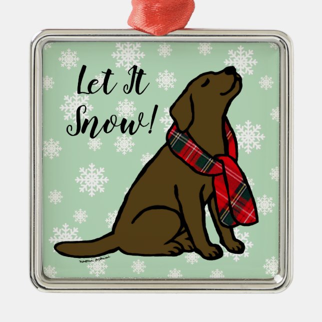 Schokoladen-Labradortartan-Schal Ornament Aus Metall (Vorne)