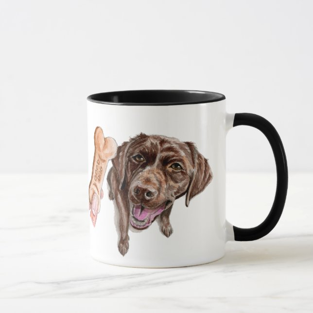Schokoladen-Labradorwatercolor-Illustration | Tasse (Rechts)