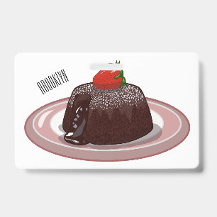 Schokoladen-Lava-Kuchen Cartoon-Illustration Ausweis