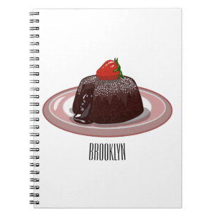Schokoladen-Lava-Kuchen Cartoon-Illustration Notizblock