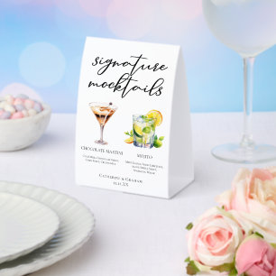 Schokoladen-Martini-Mojito-Hochzeits-Mocktails-Men Tischaufsteller