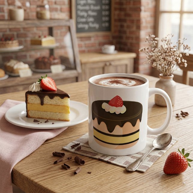 Schokoladen-Tropf-Torte mit Erdbeere Kaffeetasse (Von Creator hochgeladen)