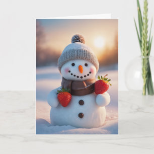 Schokoladen und Erdbeeren Schneemann Feiertagskarte