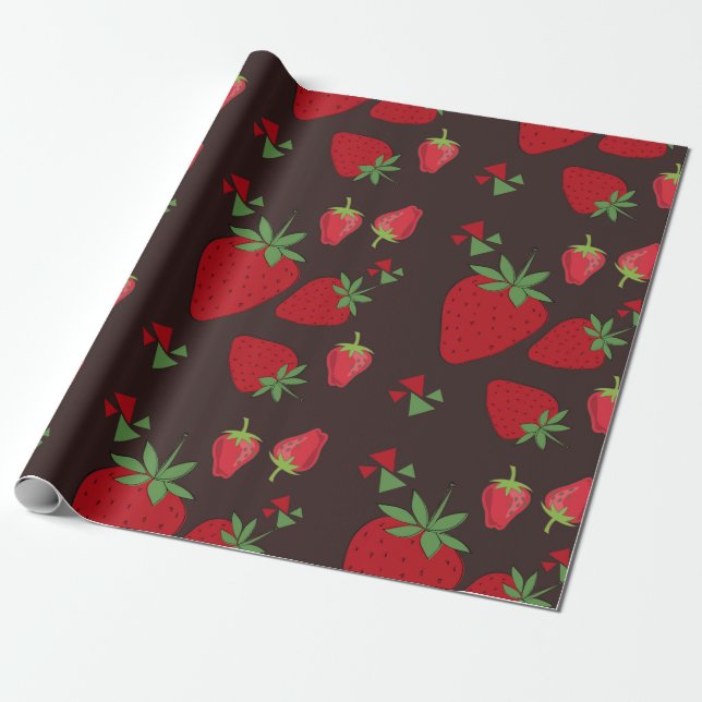 Schokoladen- und Erdbeermuster  Geschenkpapier (Ungerollt)