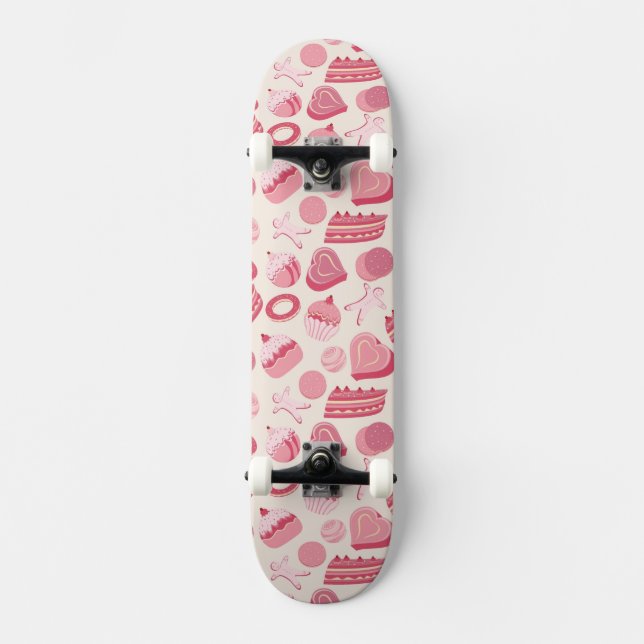 Schokoladen- und Gebäckmuster 2 Skateboard (Vorderseite)