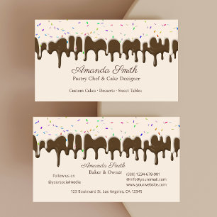 Schokoladen- und Vanille-Confetti-Frosting-Tropf Visitenkarte