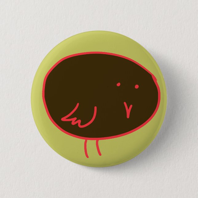 Schokoladen-Vogel auf Grün Button (Vorderseite)