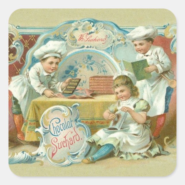 Schokoladenbäcker Antike Quadratischer Aufkleber (Vorderseite)