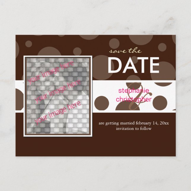 Schokoladenblasen/, Save the Date Foto-Postkarten, Ankündigungspostkarte (Vorderseite)