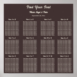 Schokoladenbraun 12x12 alphabetischer Sitzplan  Poster