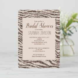 Schokoladenbraun Creme Blush Zebra Glitzer Einladung