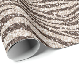 Schokoladenbraun Creme Blush Zebra Glitzer Geschenkpapier