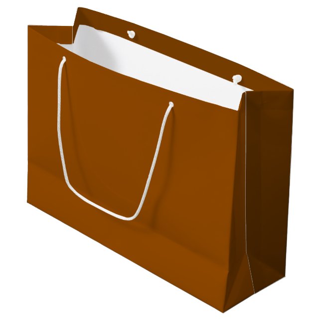 Schokoladenbraun-Geschenkbeutel - Große, glänzende Große Geschenktüte (Vorderseite Schrägansicht)