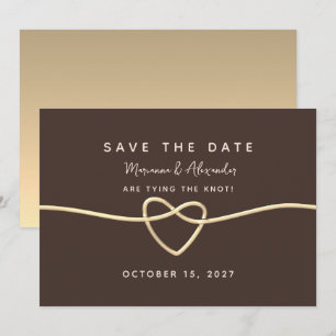 Schokoladenbraun Gold Herz 'Tying the Knot' Save-t Save The Date