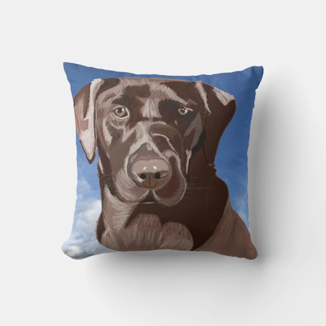 Schokoladenbraun-Labrador gegen den blauen Himmel Kissen (Vorderseite)